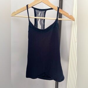 Blue Tank Top Women’s Size XS. Cross Back Lace Dark Blue